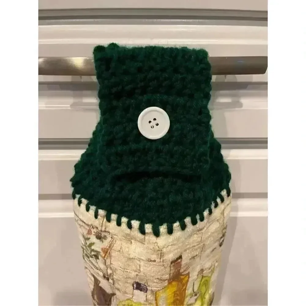 Crochet Top Kitchen Towel- Olive Oil